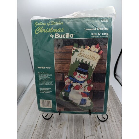 Bucilla Gallery Of Stitches Winter Pals Jeweled Stocking Kit 17" Long - Picture 1 of 10